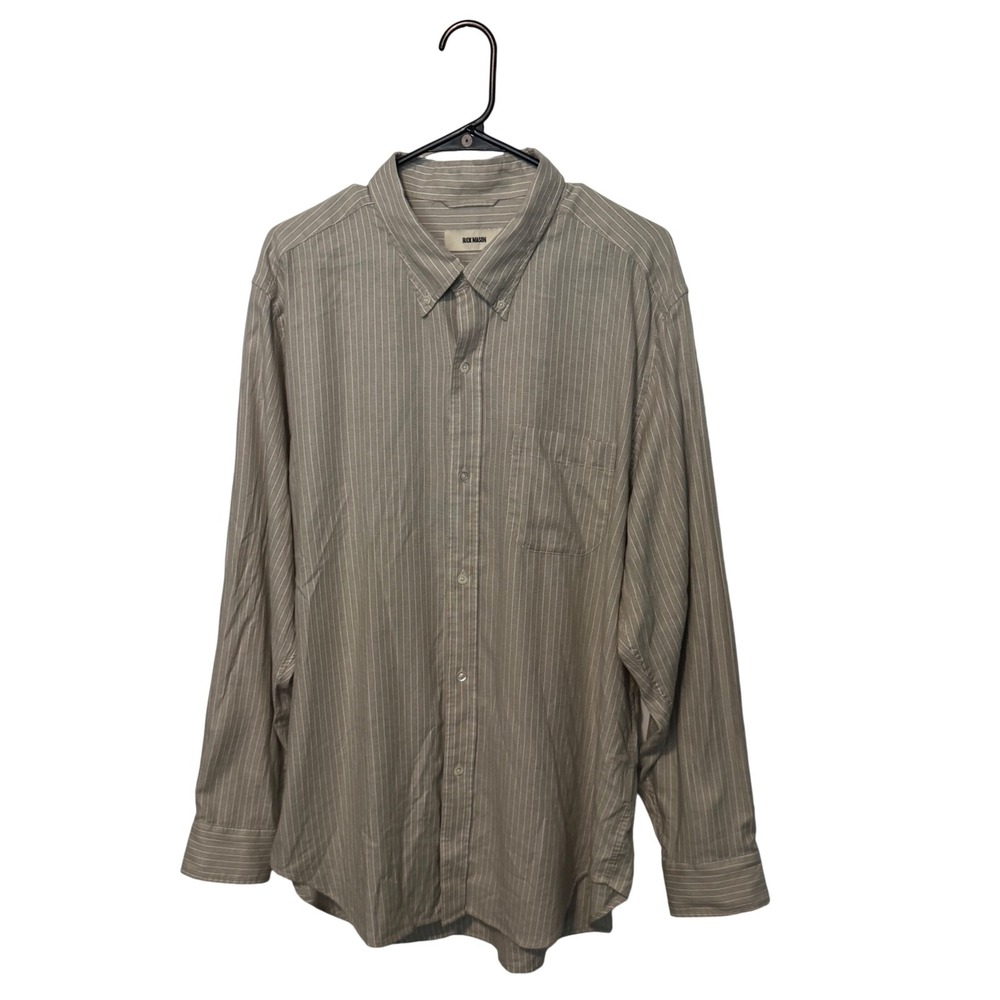 Buck Mason California Oxford Shirt Mens XXL Beige Tan Cotton Tencel Long Sleeve